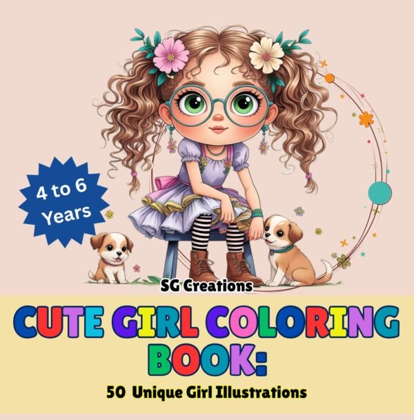 Cute Girl Coloring Book - 4-6 years